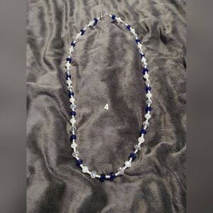 Elegant Blue and White Beaded Necklace